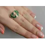 Серебряное кольцо Sil с золотыми вставками Зеленый (Sil-120)