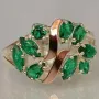 Серебряное кольцо Sil с золотыми вставками Зеленый (Sil-120)