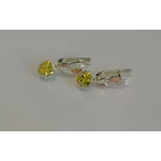 Сережки Sil Серце в руках 102s-13 Перидот Жовтий (Sil-944)