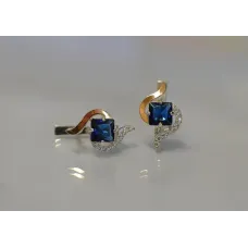 Серебряные серьги Sil с золотыми накладками 118s-12 Танзанит (Sil-828) Серебряные серьги Sil с золотыми накладками 118s-12 Танзанит (Sil-828)