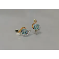 Серебряные серьги Sil с золотыми накладками 118s-11 Голубой (Sil-827) Серебряные серьги Sil с золотыми накладками 118s-11 Голубой (Sil-827)