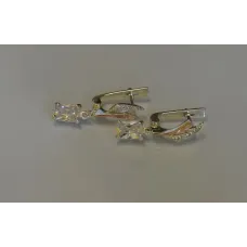 Серьги серебряные Sil с золотыми накладками и фианитами 100s-4 Белый (Sil-1004)