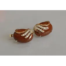 Серьги Sil из серебра с золотом 149s-2 Коричневый (Sil-1101) Серьги Sil из серебра с золотом 149s-2 Коричневый (Sil-1101)