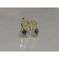 Серебряные серьги Sil с золотыми вставками 125s-1 Танзанит (Sil-785)