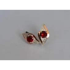 Серебряные серьги Sil с золотыми вставками 145s-1 Красный (Sil-1013)