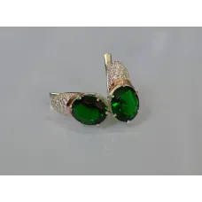 Серебряные серьги Sil с золотыми накладками 122s-7 Зеленый (Sil-753) Серебряные серьги Sil с золотыми накладками 122s-7 Зеленый (Sil-753)