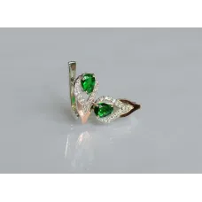 Серебряные серьги Sil с золотыми накладками 132s Зеленый (Sil-727) Серебряные серьги Sil с золотыми накладками 132s Зеленый (Sil-727)