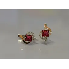 Серебряные серьги Sil с золотыми накладками 118s-10 Красный (Sil-826)