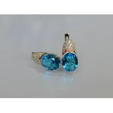Серебряные серьги Sil с золотыми накладками 122s-4 Аквамарин (Sil-750) Серебряные серьги Sil с золотыми накладками 122s-4 Аквамарин (Sil-750)