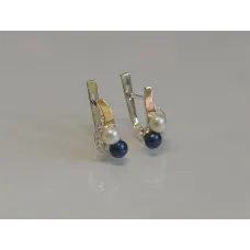 Срібна каблучка Sil з перлами 109s-1 Синій/Білий (Sil-909)