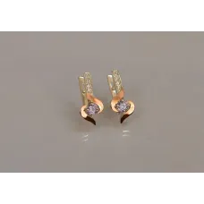 Серебряные серьги Sil с золотыми вставками 142s-3 Фиолет (Sil-1130)