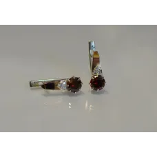 Серебряные серьги Sil с золотыми вставками 124s-4 Гранат (Sil-777)