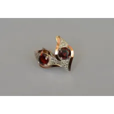 Серебряные серьги Sil с золотыми вставками 145s-9 Гранат (Sil-1021)