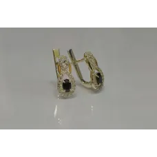 Серебряные серьги Sil с золотыми вставками 125s-13 Черный (Sil-797)