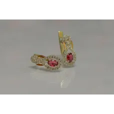 Серебряные серьги Sil с золотыми вставками 125s-12 Красный (Sil-796)