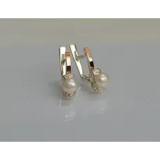 Серебряные серьги Sil с золотыми пластинами 138с Белый (Sil-112) Серебряные серьги Sil с золотыми пластинами 138с Белый (Sil-112)