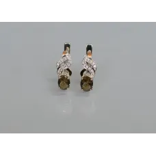 Серебряные серьги Sil с золотыми накладками 117s-11 Коричневый (Sil-769)