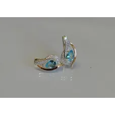 Серебряные серьги Sil с элементами золота 078s-10 Голубой (Sil-926) Серебряные серьги Sil с элементами золота 078s-10 Голубой (Sil-926)
