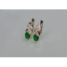 Серебряные серьги Sil с золотыми накладками 117s-9 Зеленый (Sil-767)
