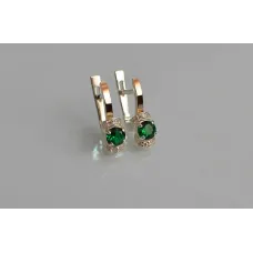 Серебряные серьги Sil с золотом 137s-7 Зеленый (Sil-1225)