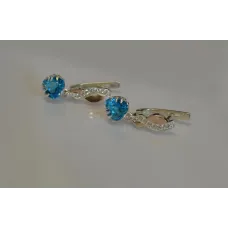 Сережки Sil Серце в руках Аквамарин 102s-10 (Sil-941)