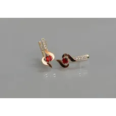 Серебряные серьги Sil с золотыми вставками 142s-7 Красный (Sil-1134)