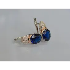 Серебряные серьги Sil с золотыми накладками 122s-9 Танзанит (Sil-755) Серебряные серьги Sil с золотыми накладками 122s-9 Танзанит (Sil-755)