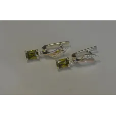 Серьги серебряные Sil с золотыми накладками и фианитами 100s-5 Олива (Sil-1005)