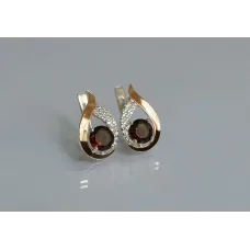 Срібна каблучка Sil з золотими накладками 144s-5 Гранат (Sil-1160)
