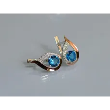 Серебряные серьги Sil с золотыми накладками 144s-4 Аквамарин (Sil-1159) Серебряные серьги Sil с золотыми накладками 144s-4 Аквамарин (Sil-1159)