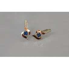 Серебряные серьги Sil с золотыми вставками 142s-5 Танзанит (Sil-1132)