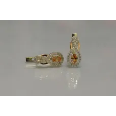 Серебряные серьги Sil с золотыми вставками 125s-14 Шампань (Sil-798)