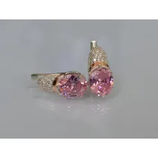 Серебряные серьги Sil с золотыми накладками 122s-8 Розовый (Sil-754) Серебряные серьги Sil с золотыми накладками 122s-8 Розовый (Sil-754)