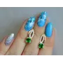 Серебряные серьги Sil с золотыми вставками 136s-1 Зеленый (Sil-1235)