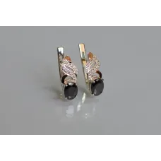 Серебряные серьги Sil с золотыми накладками 117s-6 Черный (Sil-764)