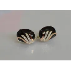 Серьги из серебра Sil с золотом 149s-4 Черный (Sil-1103) Серьги из серебра Sil с золотом 149s-4 Черный (Sil-1103)