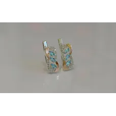 Срібна каблучка Sil з золотими пластинами 120s-12 Блакитний (Sil-810)
