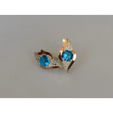 Серебряные серьги Sil с золотыми вставками 145s-12 Аквамарин (Sil-1024)
