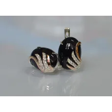 Серьги из серебра с золотом 149s-9 Прозрачный (Sil-1108) Серьги из серебра с золотом 149s-9 Прозрачный (Sil-1108)