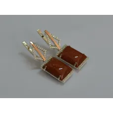 Серебряные серьги Sil с кабашонами 146s-2 Коричневый (Sil-1147) Серебряные серьги Sil с кабашонами 146s-2 Коричневый (Sil-1147)