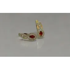 Серебряные серьги Sil с золотыми вставками 125s-5 Красный (Sil-789)