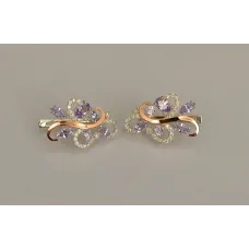 Серебряные серьги Sil с золотыми вставками 151s-14 Фиолет (Sil-1088)