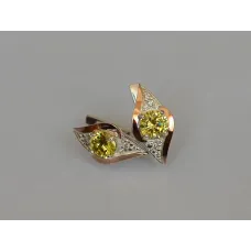 Серебряные серьги Sil с золотыми вставками 145s-10 Желтый (Sil-1022)
