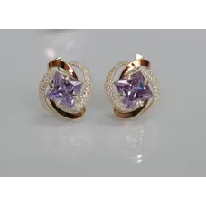 Серебряные серьги Sil с золотыми накладками 130s-2 Лаванда (Sil-733) Серебряные серьги Sil с золотыми накладками 130s-2 Лаванда (Sil-733)