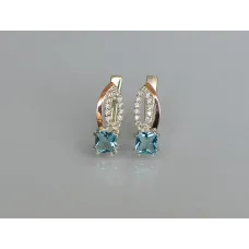 Серебряные серьги Sil с золотыми вставками 136s-11 Лаванда (Sil-1245)