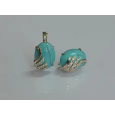 Серьги из серебра Sil с золотом 149s-10 Бирюзовый (Sil-1109) Серьги из серебра Sil с золотом 149s-10 Бирюзовый (Sil-1109)