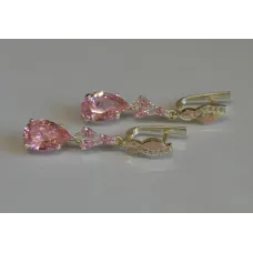 Серьги серебренные Sil Myau с золотыми пластинами и фианитами 099s-2 Розовый (Sil-674) Серьги серебренные Sil Myau с золотыми пластинами и фианитами 099s-2 Розовый (Sil-674)