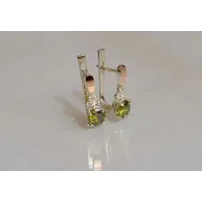 Серебряные серьги Sil с золотом 140s-8 Олива (Sil-696)