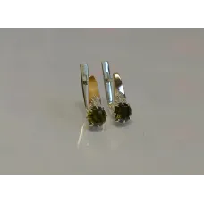 Серебряные серьги Sil с золотыми вставками 124s-8 Олива (Sil-781)