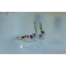 Серебряные серьги Sil с сердцами 112s-3 Аметист (Sil-897) Серебряные серьги Sil с сердцами 112s-3 Аметист (Sil-897)